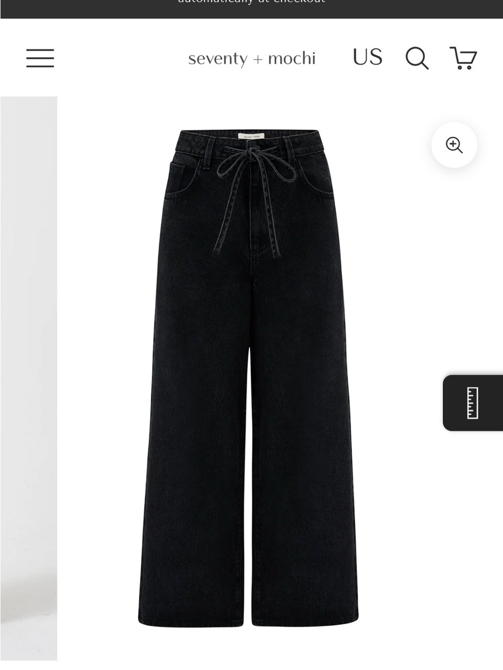 seventy + mochi Black Wide-Leg Tie-Waist Jeans
